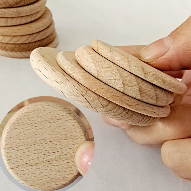 

10Pcs Natural Round Wooden Pieces Unfinished Wood Slices DIY Craft Ornaments Circle Wood chips material Supplies Decoration