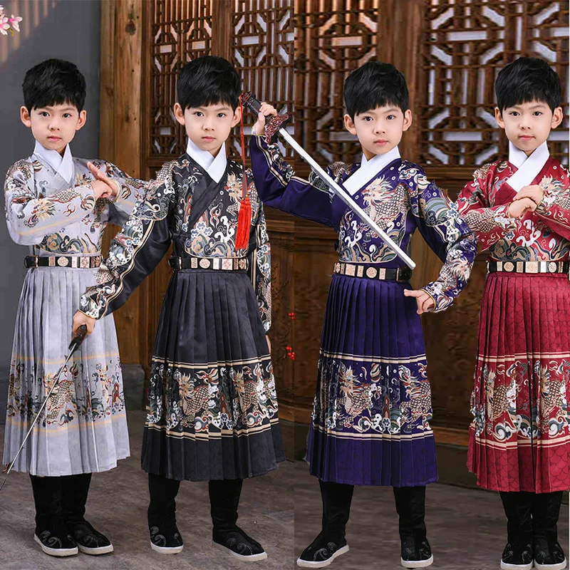 

Традиционный китайский стиль, накидка для мальчиков Hanfu, защита самурайского рыцаря, искусственный костюм для косплея, Детский костюм Тан, одежда для выступлений