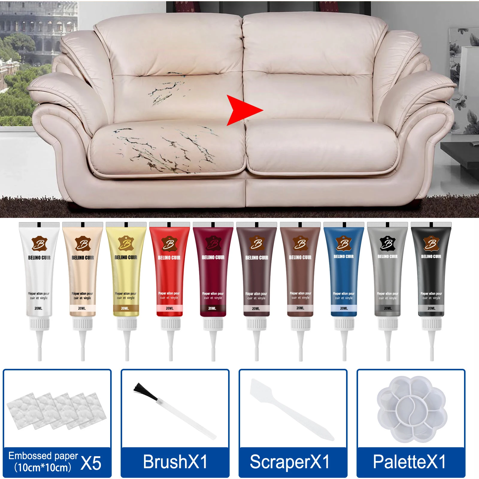 

10pcs/set Leather Repair Gel Color Repair Home Car Seat Leather Complementary Repair Refurbishing Cream Paste Leather Cleaner