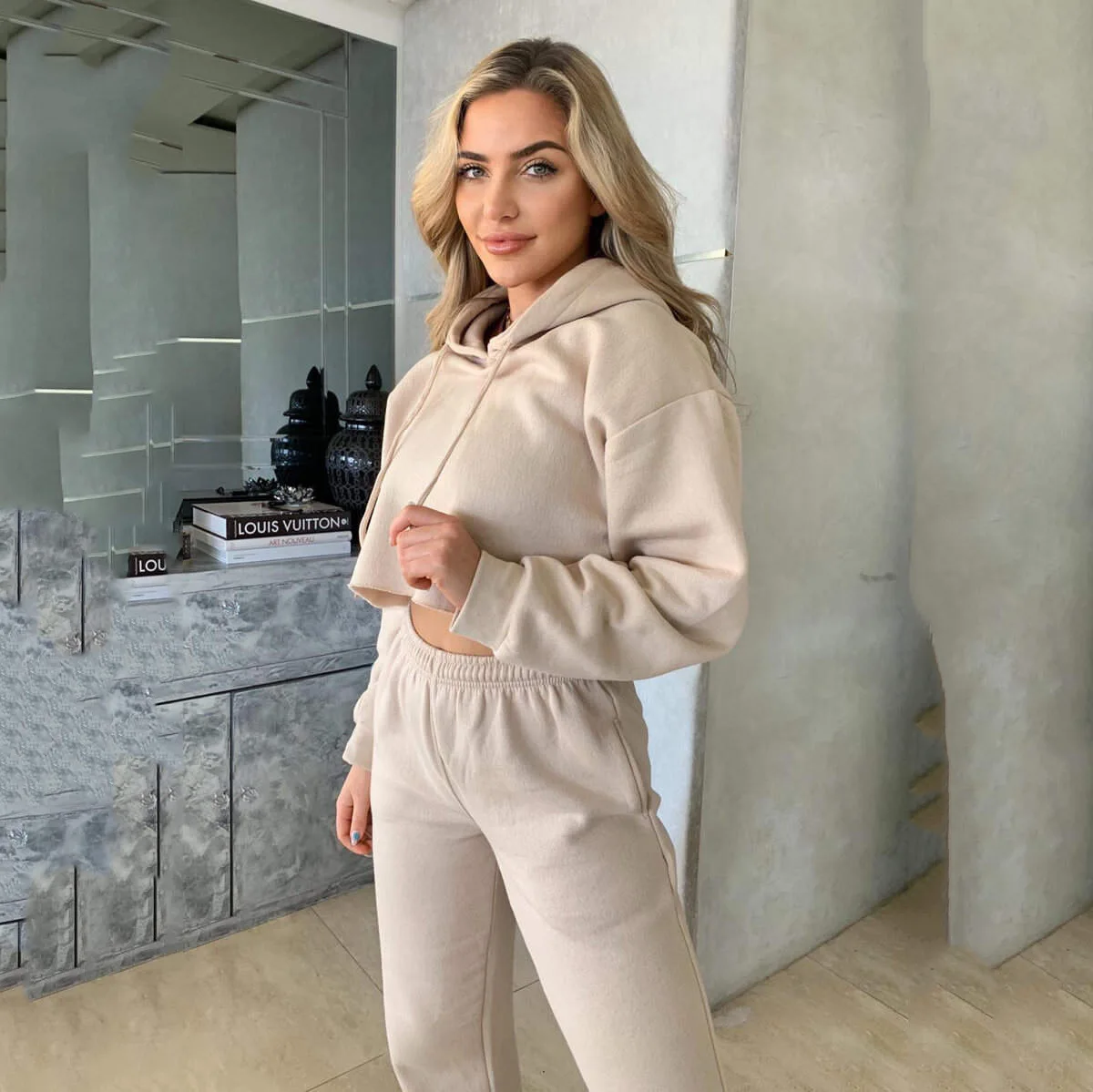 Женские комплекты из двух предметов просторная флисовая одежда с длинными