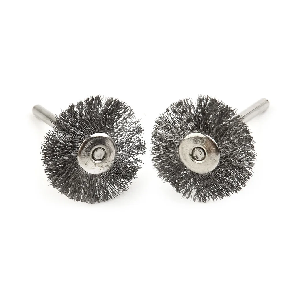 

10PCS 22mm Steel Flat Wire Wheel Brushes With Handle Electro-abrasive Cleaning Rust Removal Drill Polishing Wire Brush