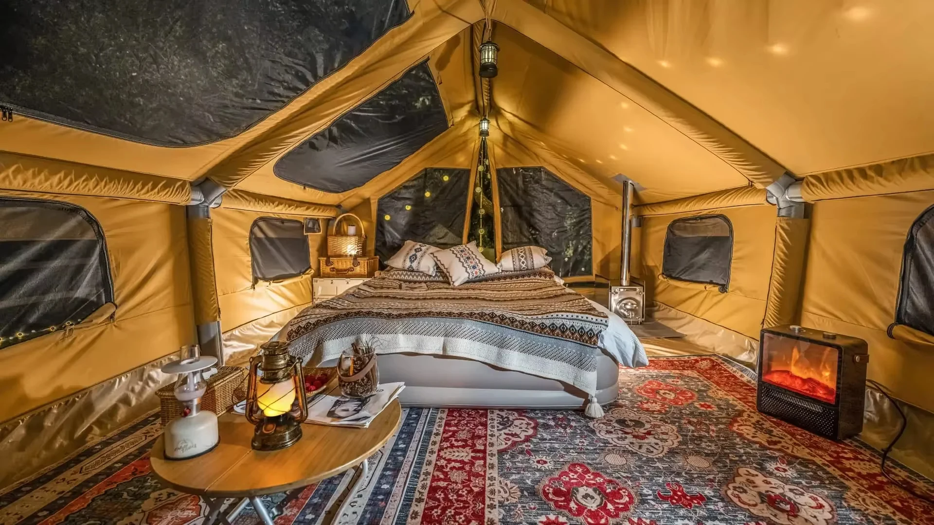 Premium Inflatable Tent &quotPanda air&quot Large Outdoor roof tents Best for 1-6 person camping air pole cotton tent family party