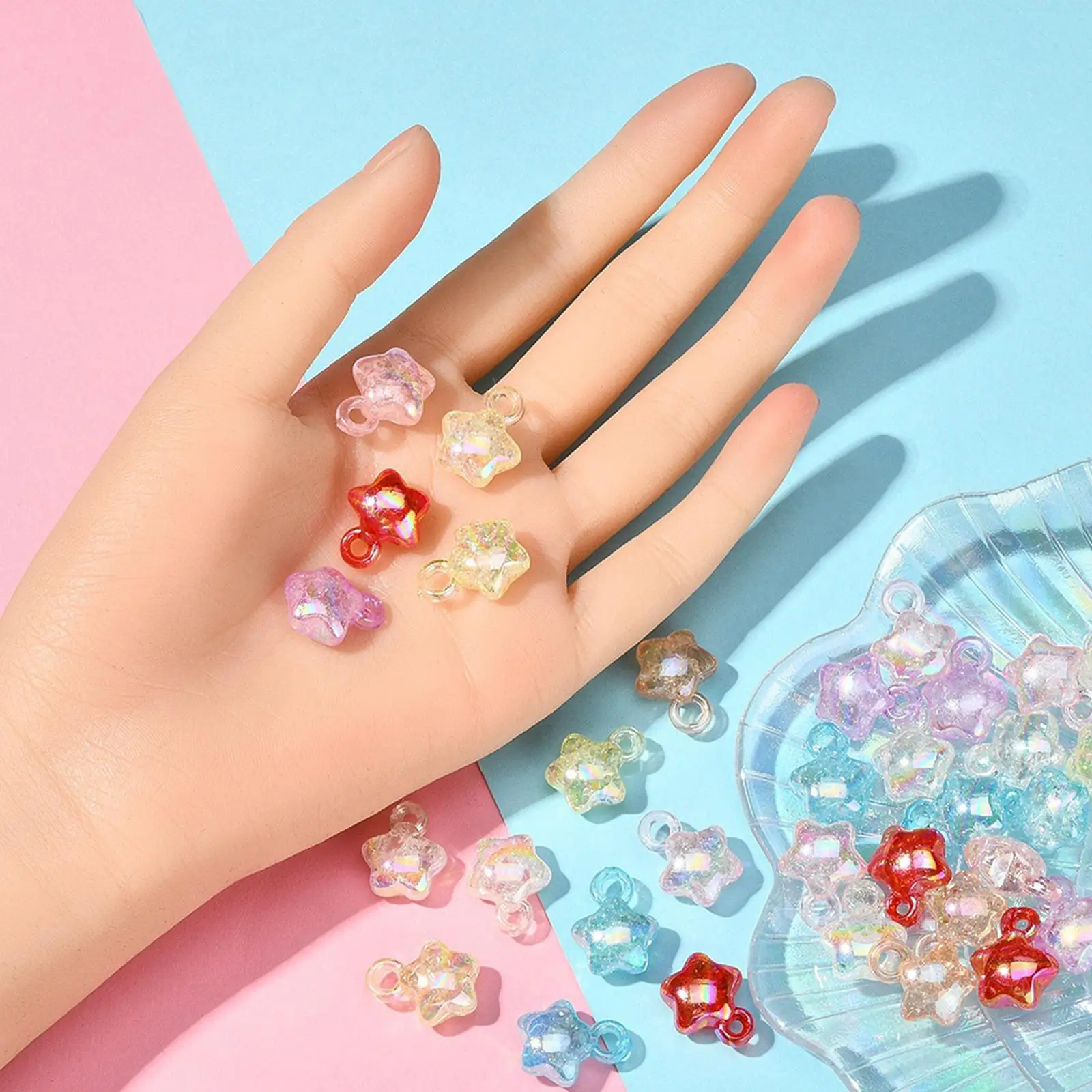 

70x Acrylic Star Charms DIY Pendants for Jewelry Making Necklace Keychain