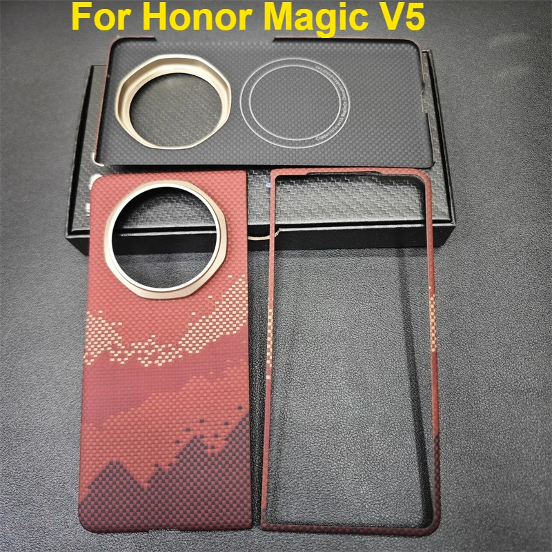 Фото Магнитный чехол для телефона Honor Magic V5, чехол из углеродного арамидного волокна, противоударный, ультратонкий, легкий защитный чехол №1