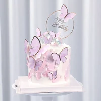 1 set happy birthday cake topper cake decoration handmade painted butterfly cake topper for wedding birthday party baby shower