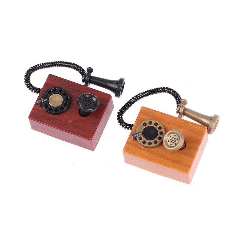 

1/12 Dollhouse Mini Simulation Retro Phone Telephone Pretend Play Doll House Furniture Toys Decoration Gift for Kid