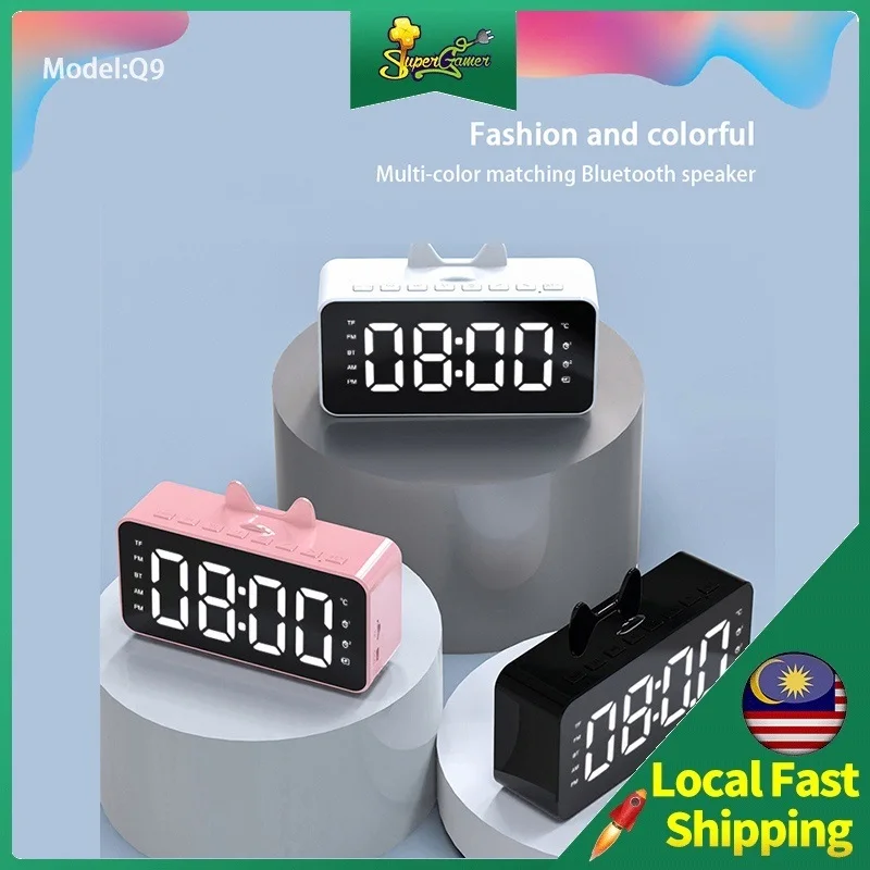 

NEW Local Ship Ready Stock Fast DeliverySuperGamer New smart bluetooth speaker with mirror alarm clock function for Gift choice