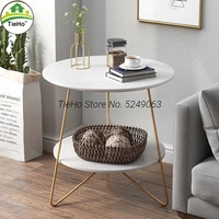 tieho modern double layer small coffee table bedside table tea table iron balcony corners round table white
