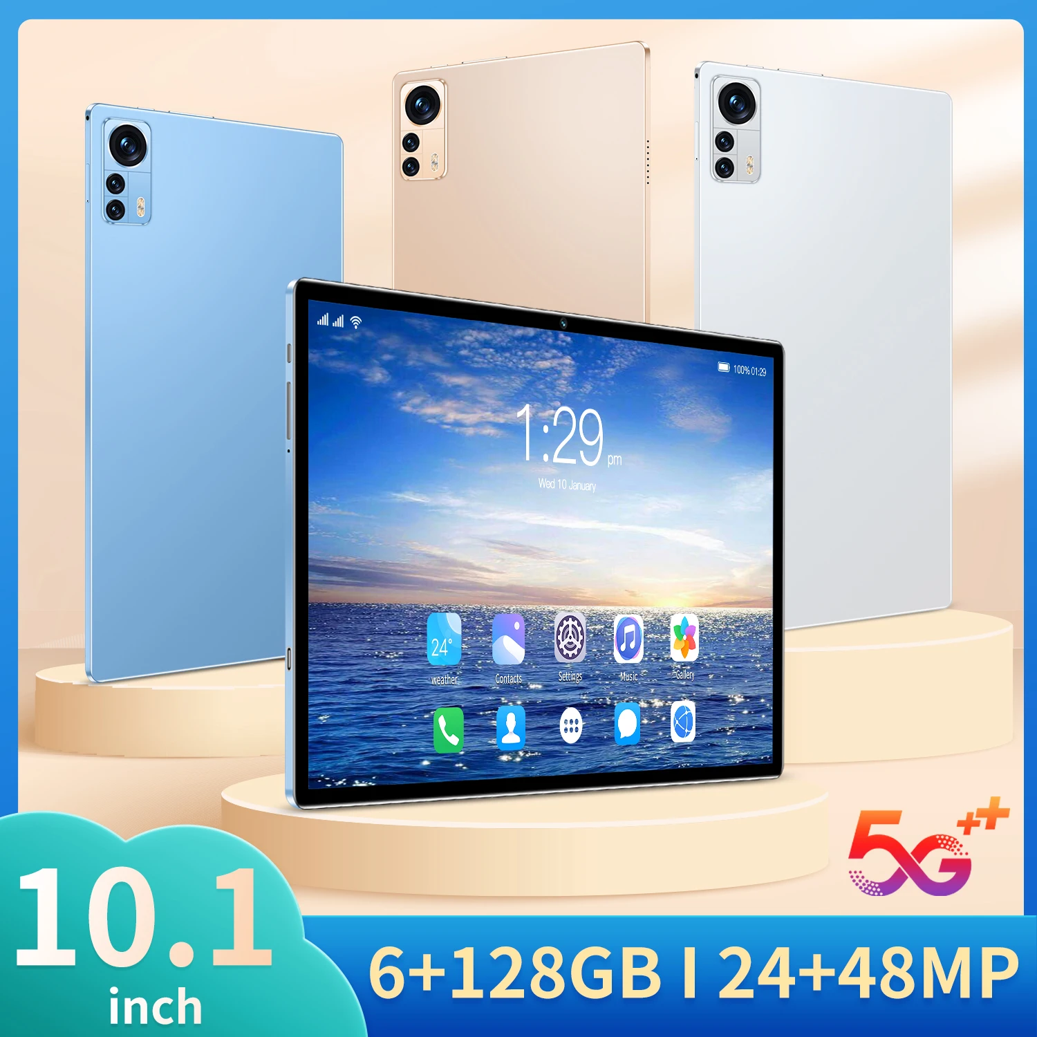 

Новинка, 10,1-дюймовый планшет, Android 10,1, восемь ядер, телефон, Google Play, 6 ГБ ОЗУ, 10,0 Гб ПЗУ, планшетный ПК, Wi-Fi, Bluetooth, Type-C