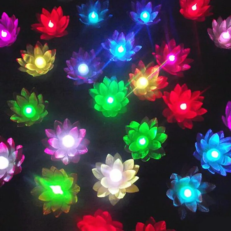 

10pcs Change Color Electronic Lotus Lantern Light Floating Pool Decorations Night Light Garden Lamp Outdoor Lighting