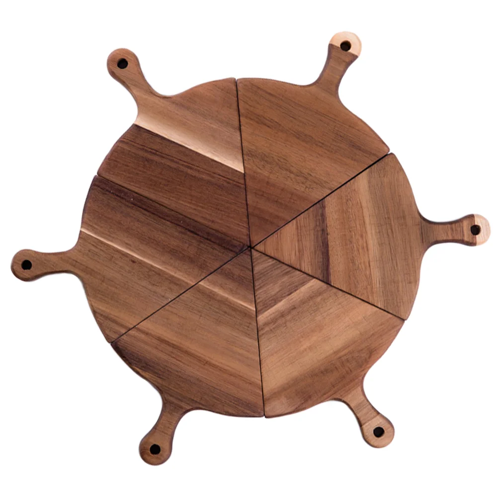 

6pcs/Set Elegant Wooden Pizza Divisible Tray Western Food Plate Steak Tray