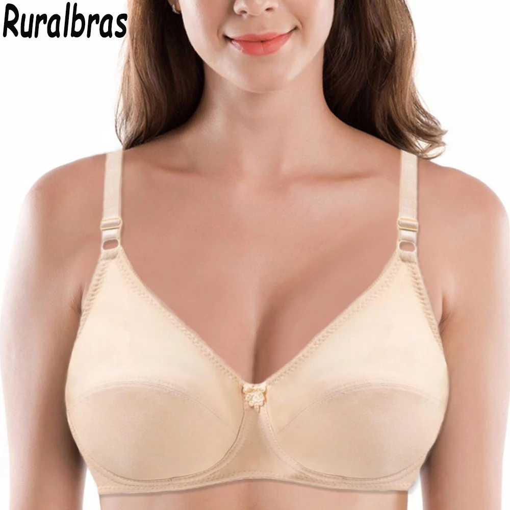 

Ruralbras Comfortable Cotton Bras For Women Push Up Minimizer Underwire Soft Padded Underwear Sexy Lace Lingerie Size 75-105 100