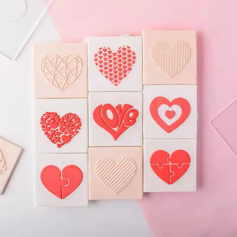 

Valentine Heart Fondant Cookie Mold Acrylic Cookie Press Embosser Mold Cake Decorating Tools Baking Accessories