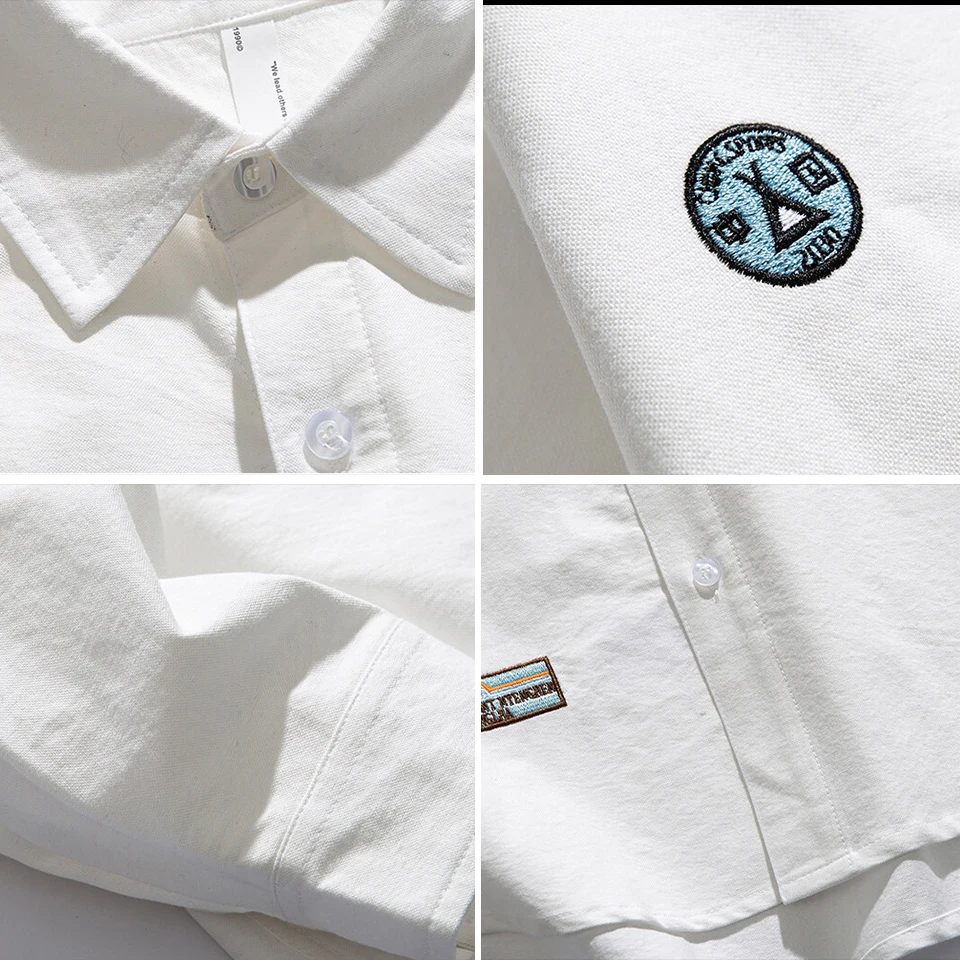 2022 New Men Coat Pure Cotton White Long Sleeve Shirt Men Casual Turn-Down Collar Classic Male Fashion Solid Color Retro Tops