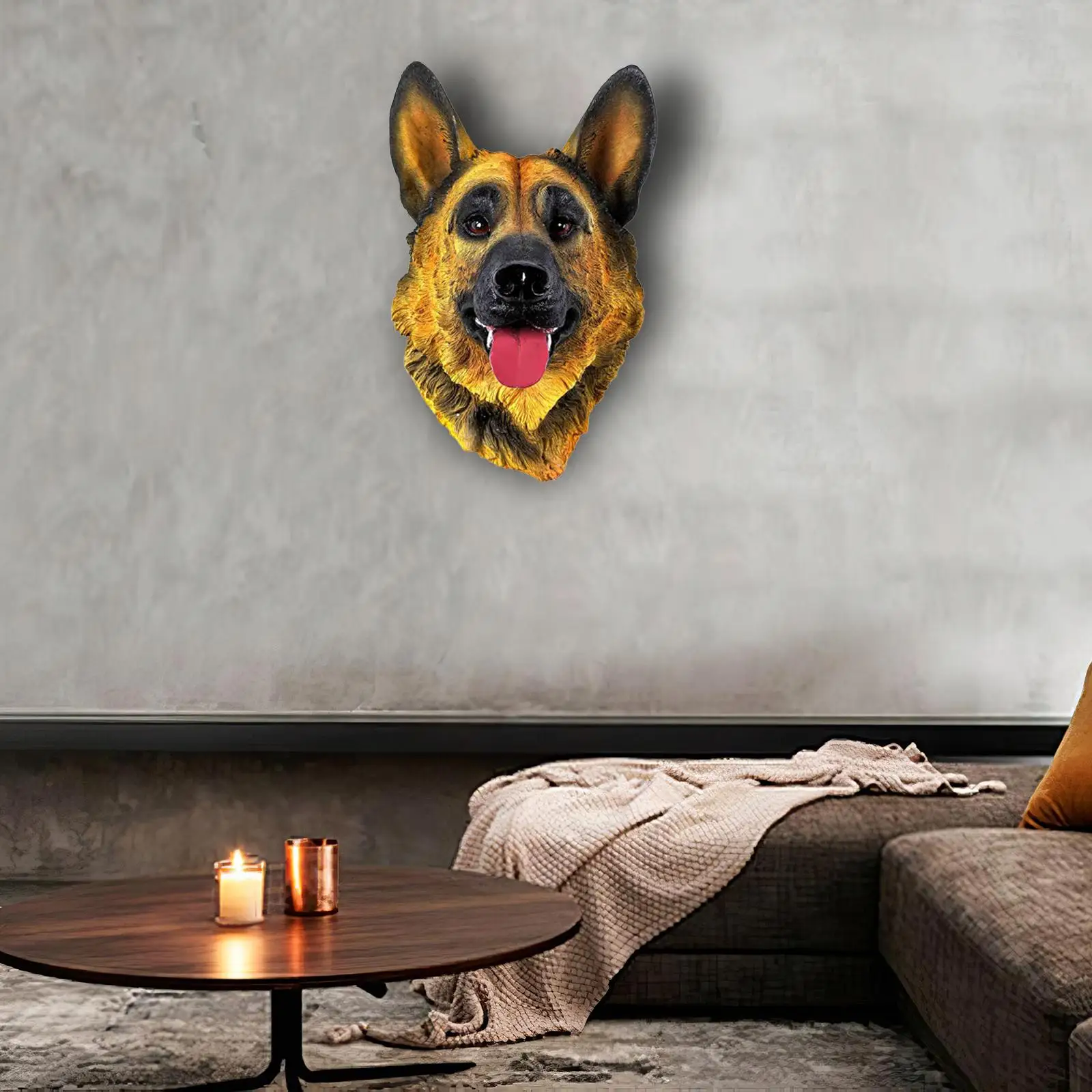 

Lifelike Dog Statue Wall Hanging Art Ornament Wall Mounted Dog Sculpture for Sofa Background, Living Room, Bedroom Decoration