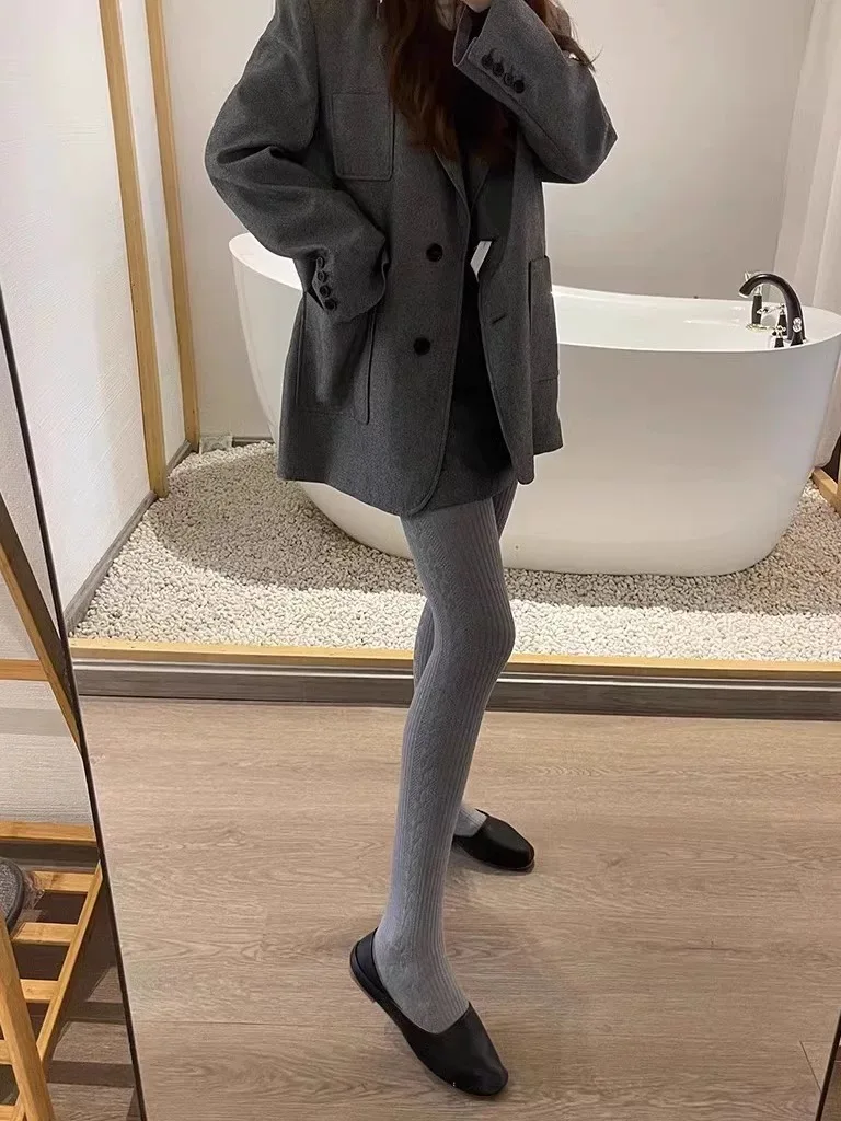 Весенне-осенние женские винтажные вязаные леггинсы Mori Girls Jacquiard 500D в японском