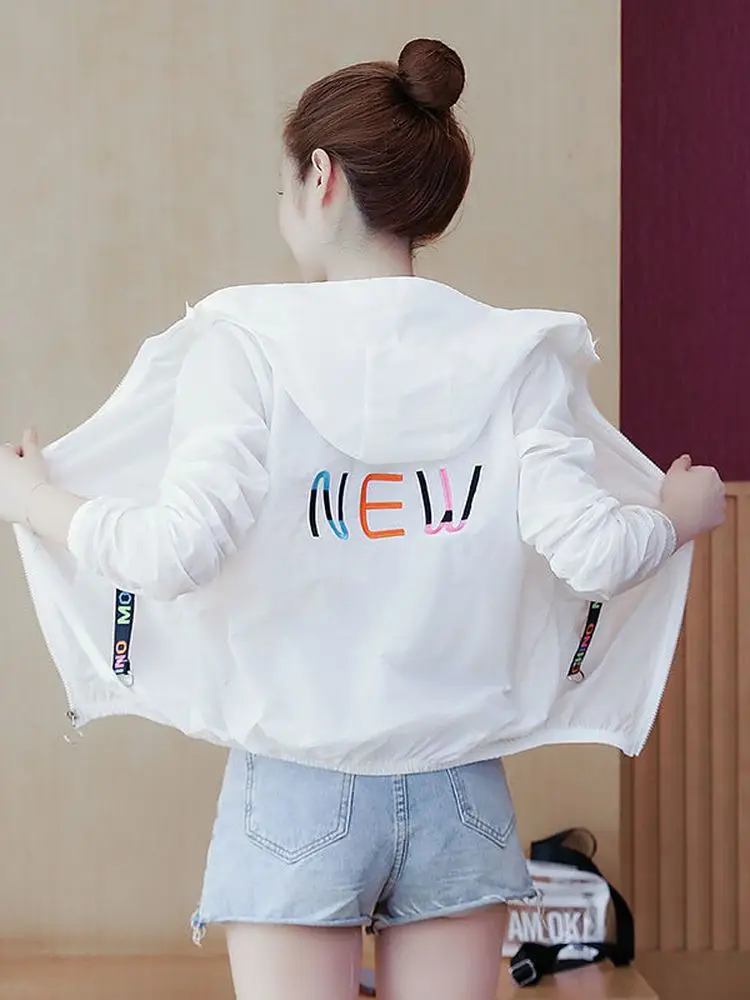 

Women's Summer 2022 New Korean Version Thin Sunscreen Jacket Breathable All-match Embroidered Gym Jacket Loose Fitness Clothing