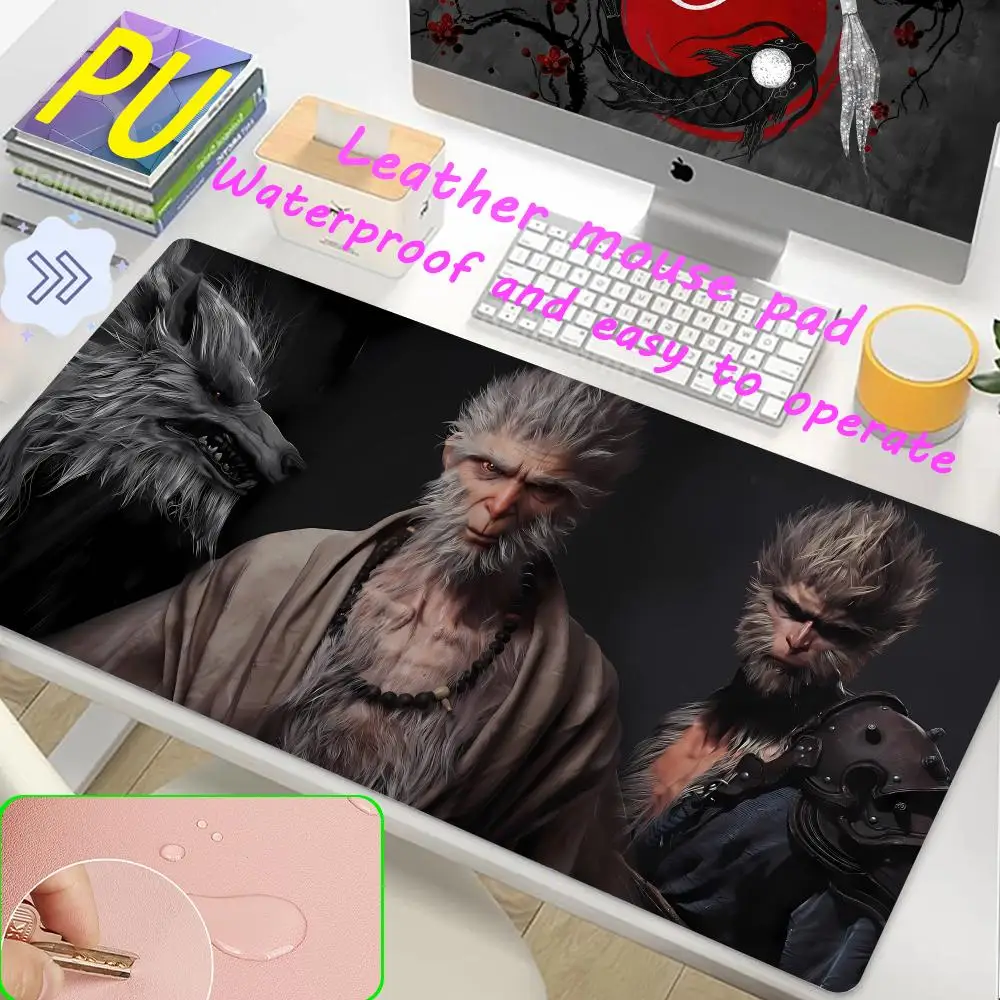 Черный коврик для мыши Wukong большой нескользящий Настольный водонепроницаемый из