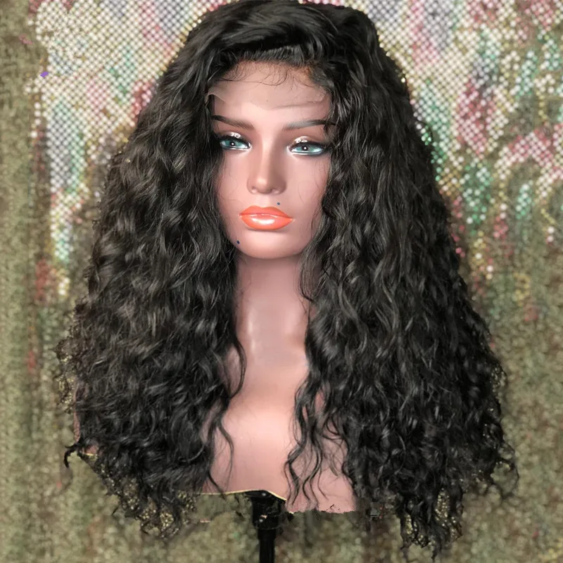 

Preplucked 26Inches Long 180%Density Glueless Black loose wave Lace Front Wig With BabyHair Heat Temperature Daily Cosplay Wig