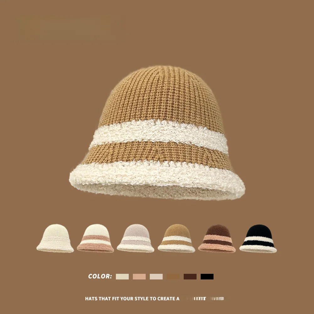 Японская модная однотонная лоскутная рыбацкая шапка женская осенне-зимняя