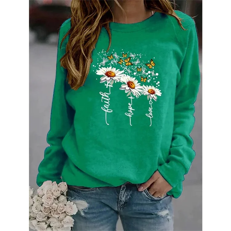 

[New In] Women Casual T Shirt 3D Print daisy and butterfly Pattern O-Neck Street Casual Oversized Tops Plus Size