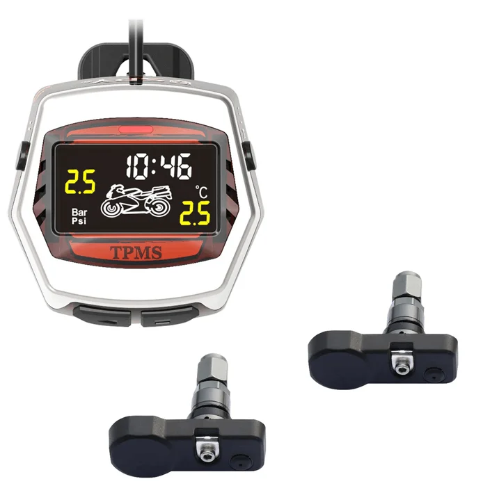 

Internal sensors Pressure temperature time monitoring Motorbike tire pressure monitor system motorcycle TPMS