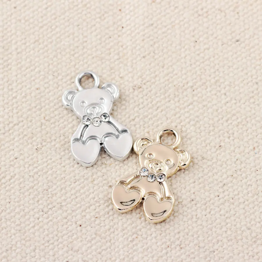 

Fashion 100Pcs 1.3x2.1cm Bear Alloy pendant Buttons For Handicraft Decoration Jewelry Paets DIY Handmade Accessories