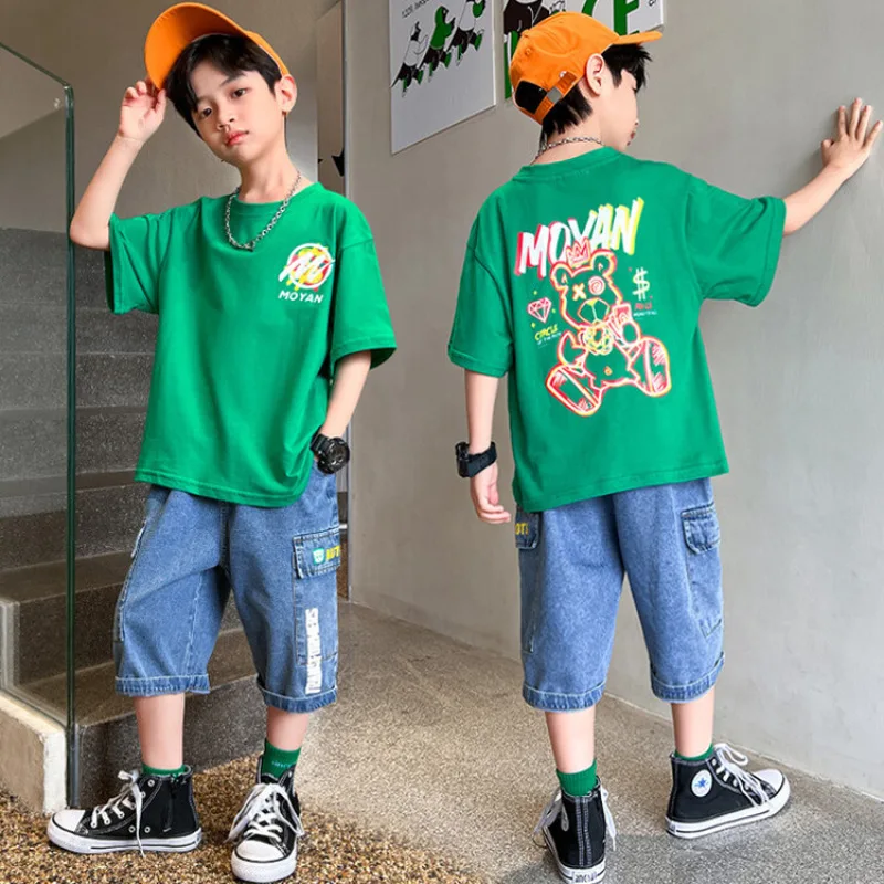 

New Boys Summer Clothes Shorts T Shirt Bear Suit Boys Short-sleeve Short Pants Children Casual Tracksuit Boy Kids Clothes Set