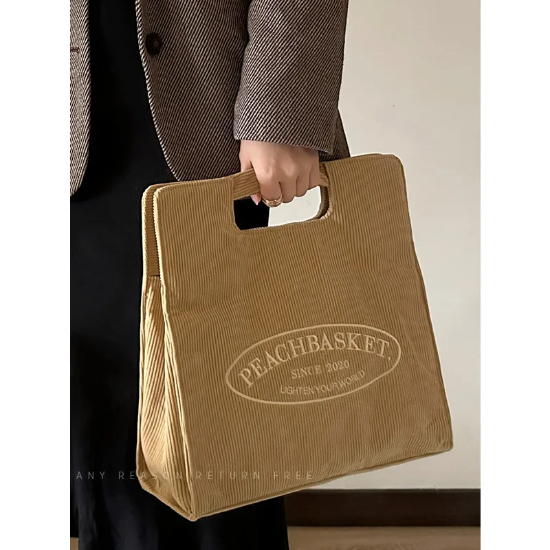 New Women Crossbody Bag Female 2023 Large Capacity Corduroy Multi-compartment Tote Bag Student Class Commuting Bag