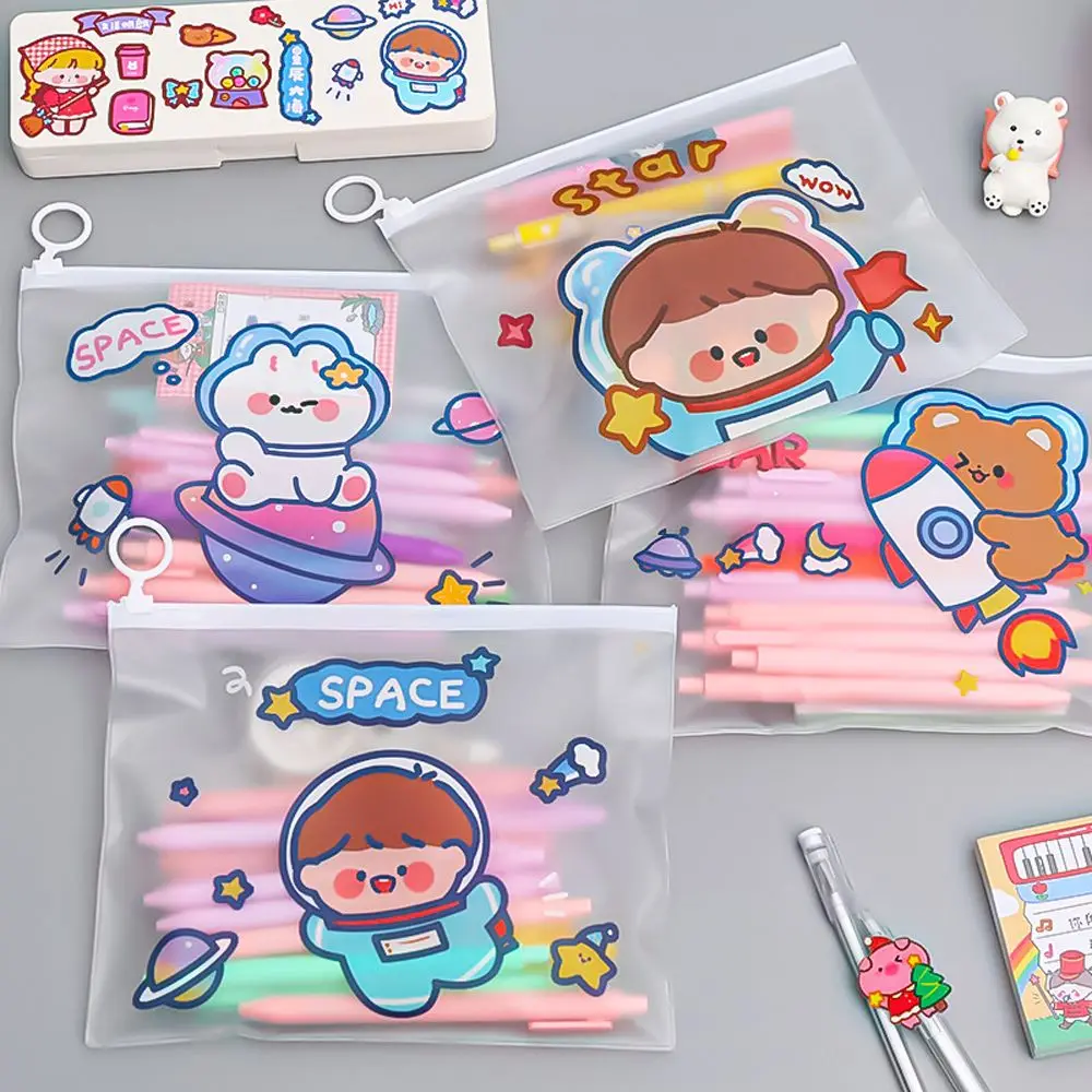 

Cartoon Astronaut Transparent File Bag Pencil Case Pocket Folders Filing Products Document Zipper Bag School Supplies