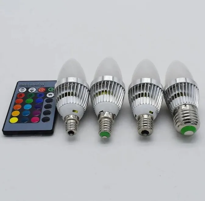 E27 E12 E14 светодиодная лампочка s RGB 3 Вт 16 цветов сменная лампа свеча с дистанционным