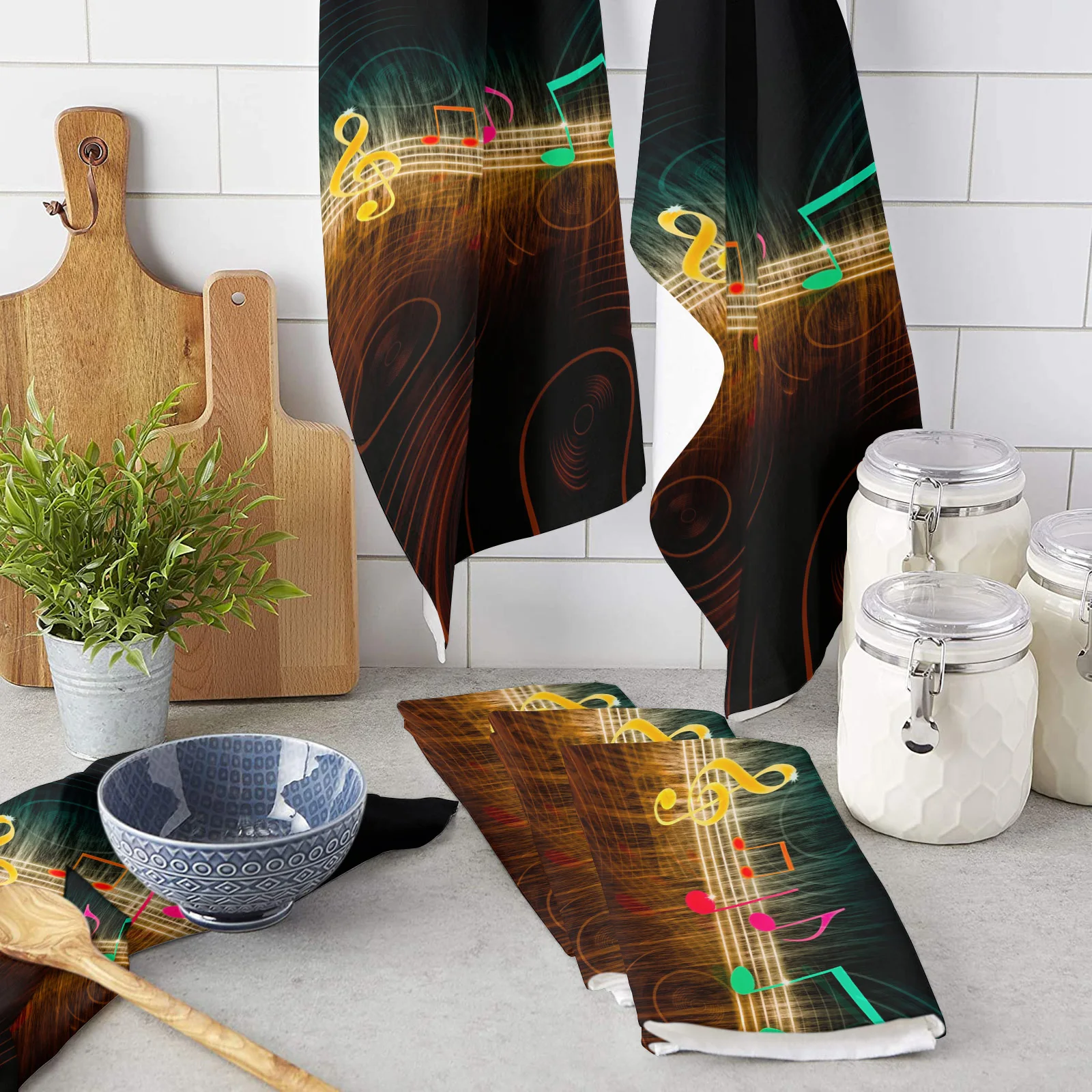 

Музыкальный символ Джаз ритм микрофибра кухонное полотенце для рук блюдо ткань столовая посуда искусственное полотенце посуда для кухни
