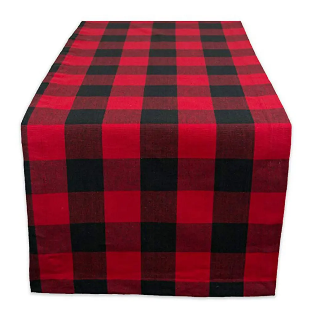 

Plaid Table Runner Balck Red Lace rectangular Buffalo Plaid Christmas Xmas Decoration for Home New Year Home Decoration