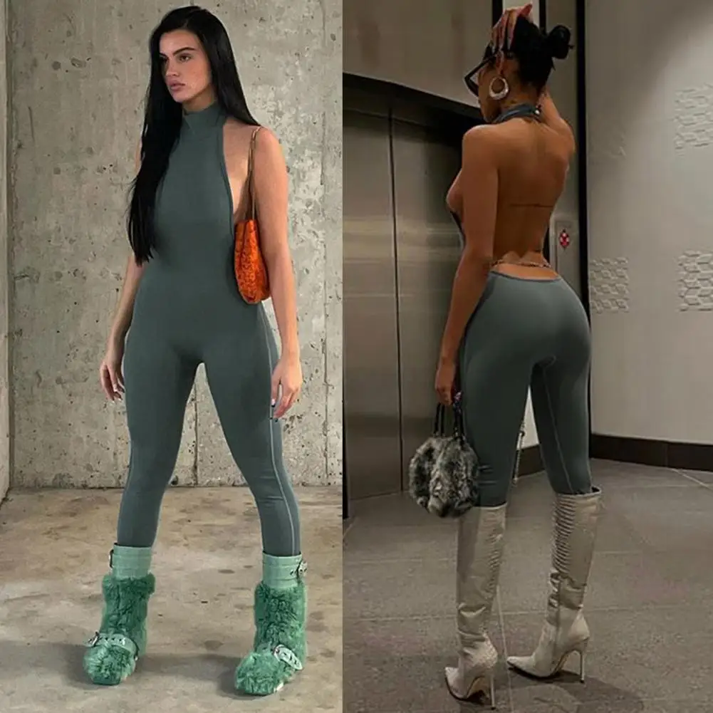 

Женский эластичный спортивный комбинезон, повседневный Облегающий комбинезон без рукавов на молнии для фитнеса и активного отдыха, лето 2020