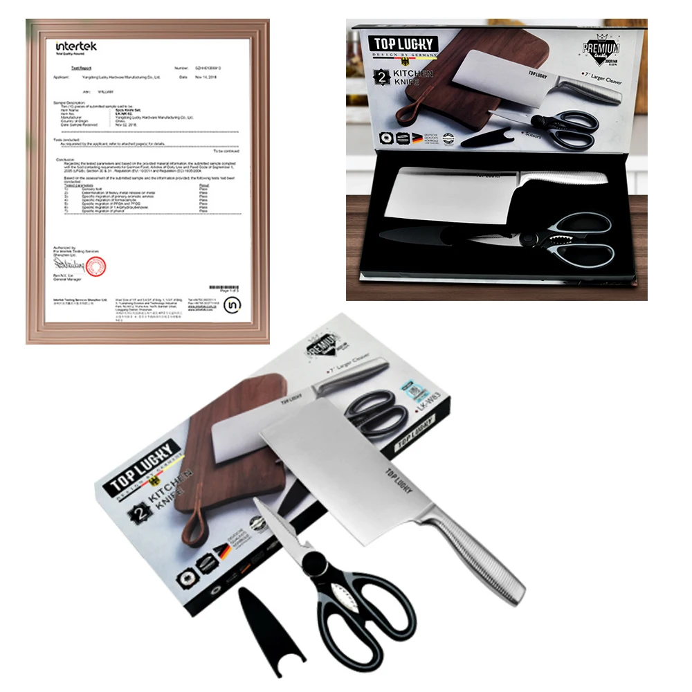

Stainless Steel Knife Cut Color Box Gift Set Combination Panda Scissors Chopper Two-piece Kitchen Knives Set