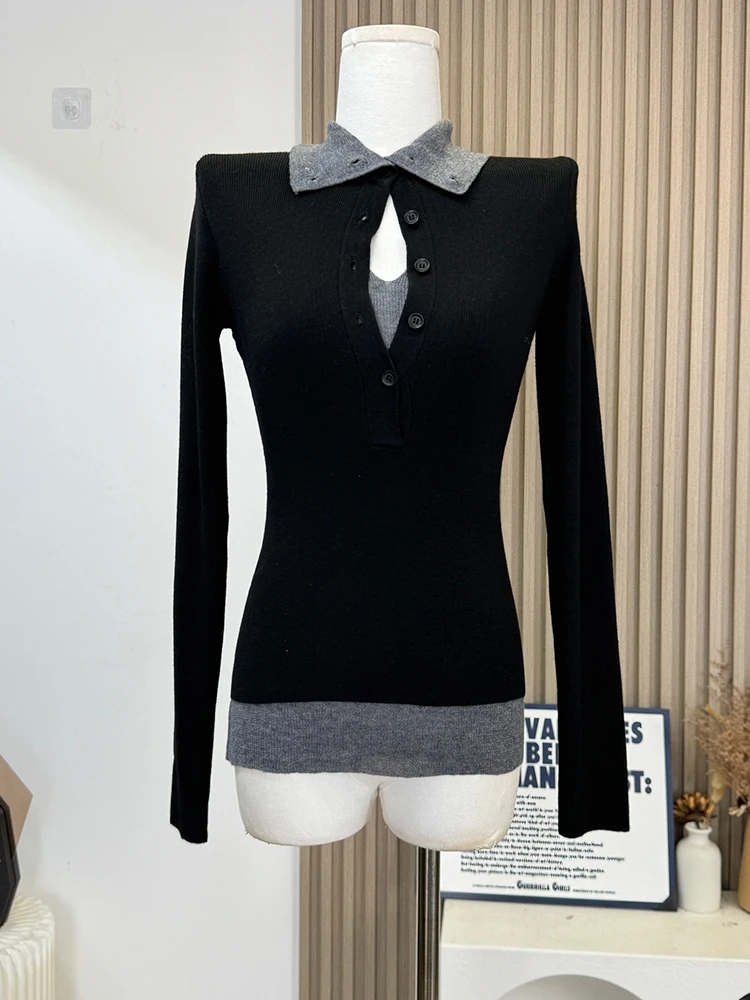 Зимний женский винтажный поддельный свитер из двух предметов со старыми