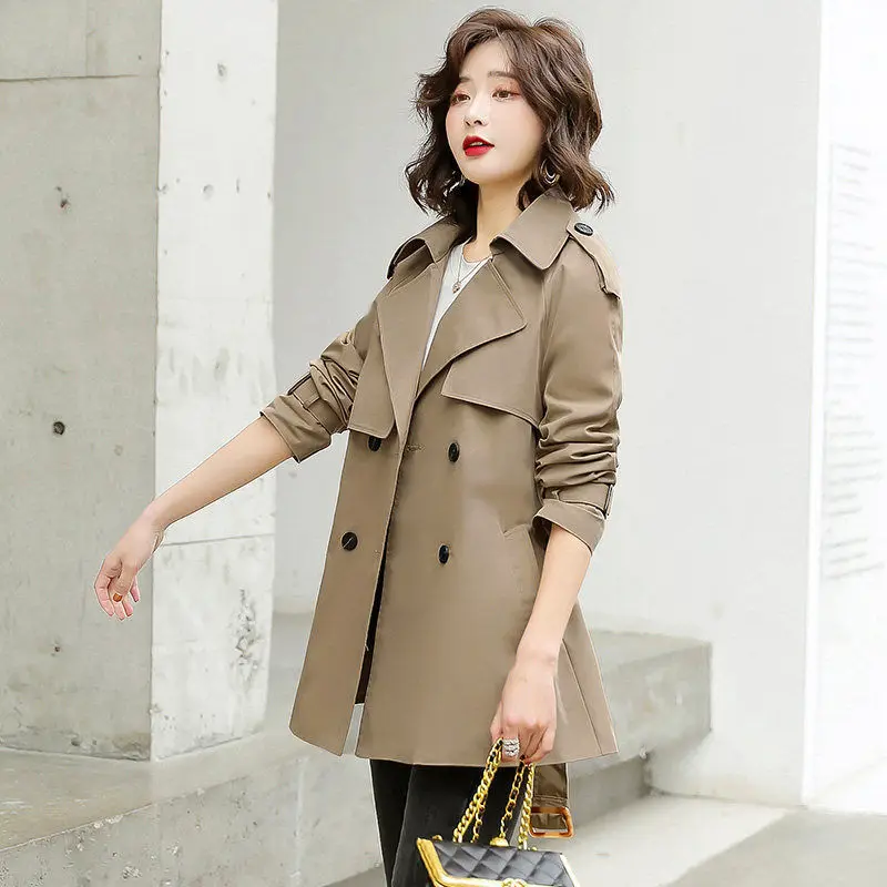 Женский двубортный Тренч корейская модная ветровка средней и большой длины