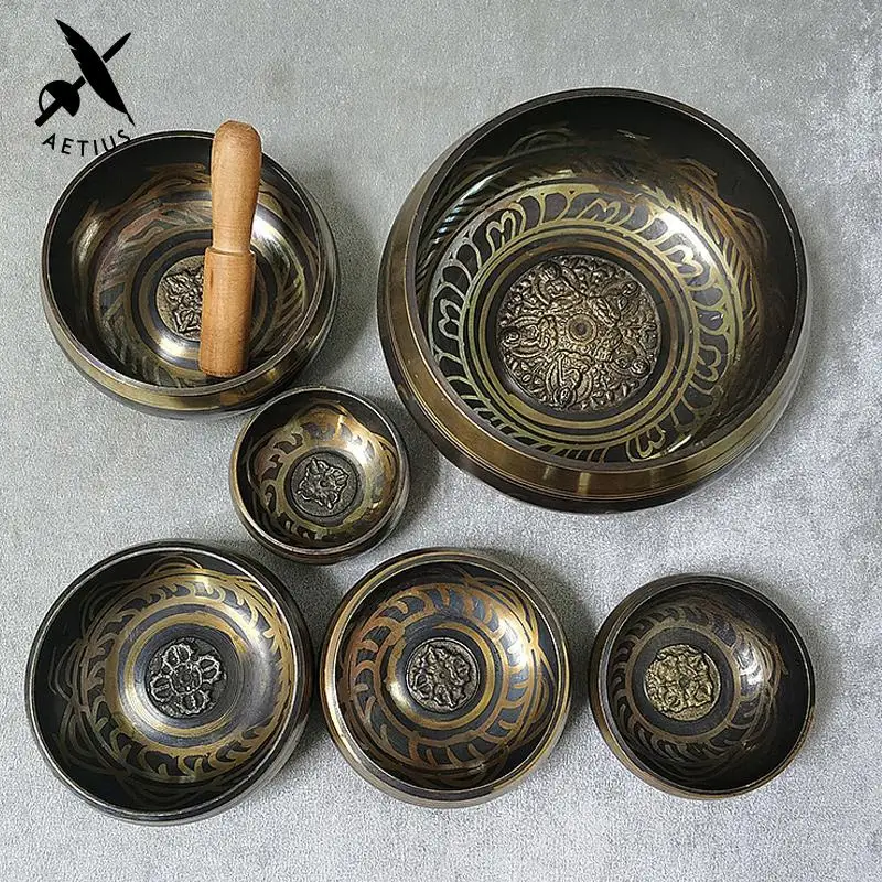 

Nepal Handmade Buddhism Tibetan Singing Bowl Set Yoga Chakra Music Bowl Meditation Buddha 7 Size Large Buddhist Bowl Handcrafted