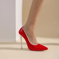 party style sexy pointed toe pumps fashion paint matching color slip on white red black super high heel stiletto womens shoes