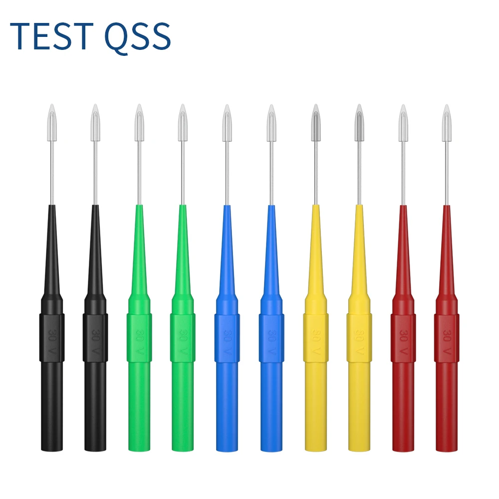 QSS 10 PCS 1MM Test Probe Needle Multimeter Stainless Steel Piercing Back Probe 4mm Banana Socket Auto Repair Tool Q.30009