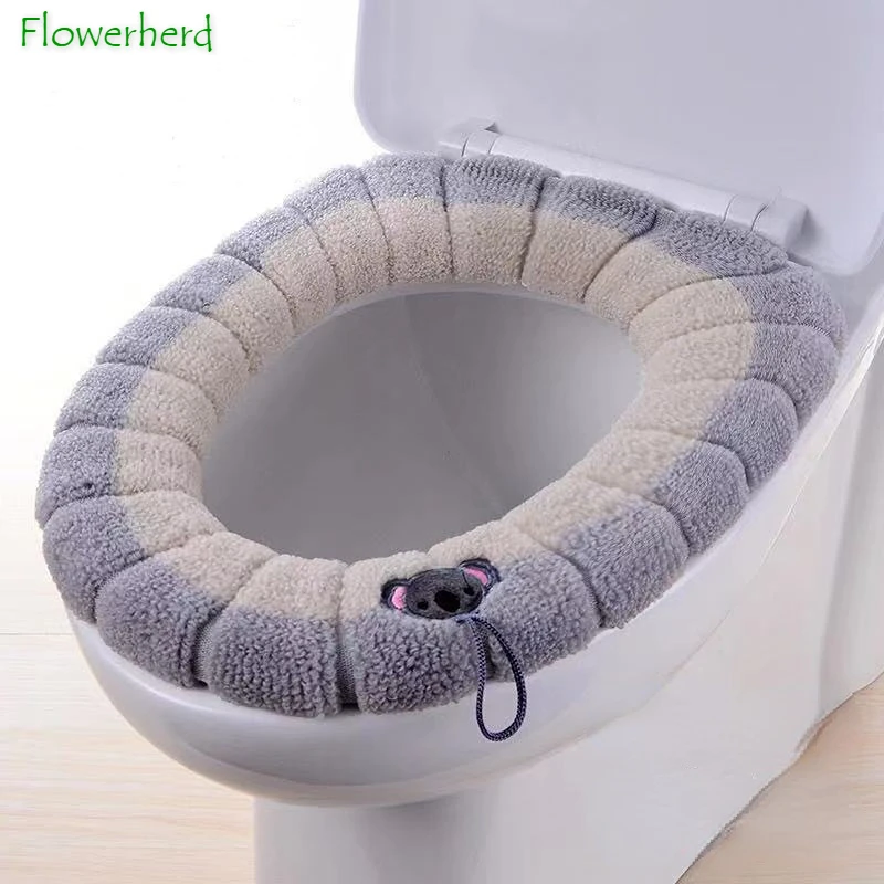 

Toilet Seat Cushion O-shaped Knitted Toilet Washer Thickened Washable Toilet Cover Household Cartoon Commode Toilet Seats