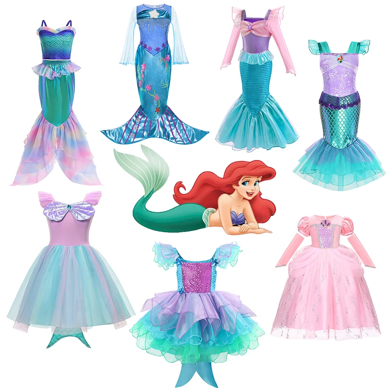 

Disney Little Mermaid Girl Princess Dress Costume fantasia Ariel Cosplay Children's Clothing for Girls Halloween Costume Clothes