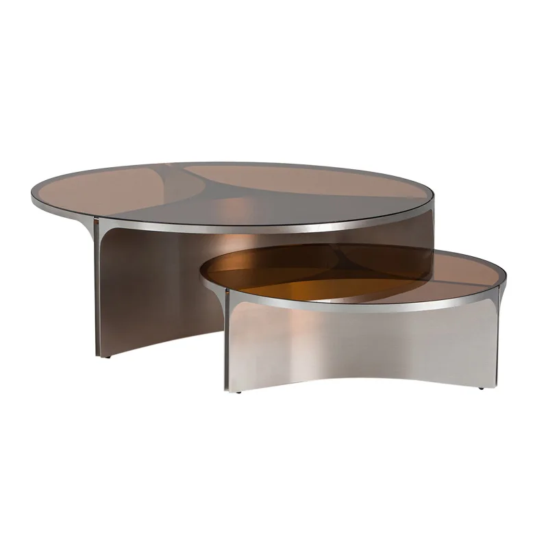 

Simple creative villa model room furniture toughened glass round coffee table