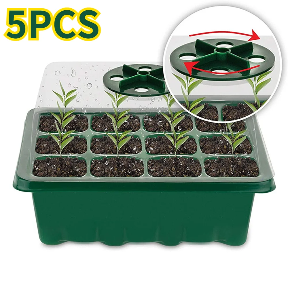 

Горшок пластиковый для выращивания саженцев, горшок с крышками для теплиц, 12 отверстий, 5 комплектов