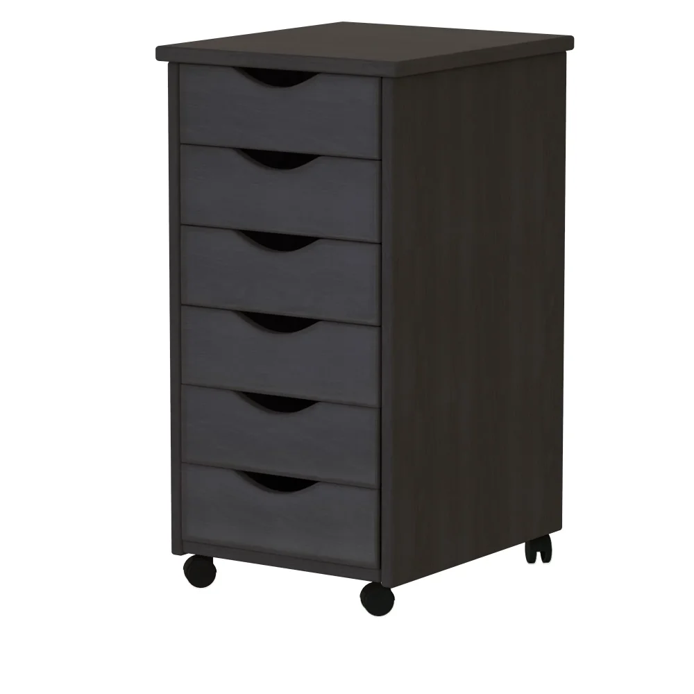 

Storage Holders Racks 6 Drawer Roll Cart, Wood - Black