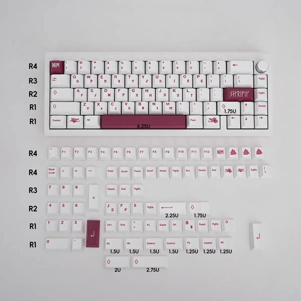 Колпачки клавиш GMK с красно-белыми клавишами 142