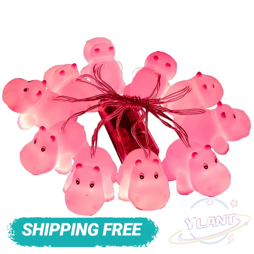 

1.8M 10 LED Pink Hippo String Lights Battery Operated Child LED Fairy Fantastic Lights Holiday Light Wall Window Tree Decorative