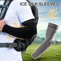 New Ice Silk Sleeves Men's Cycling Quick-drying Breathable Arm Sleeves UV Protection Elastic Tattoo Sleeves For Driving Fishing