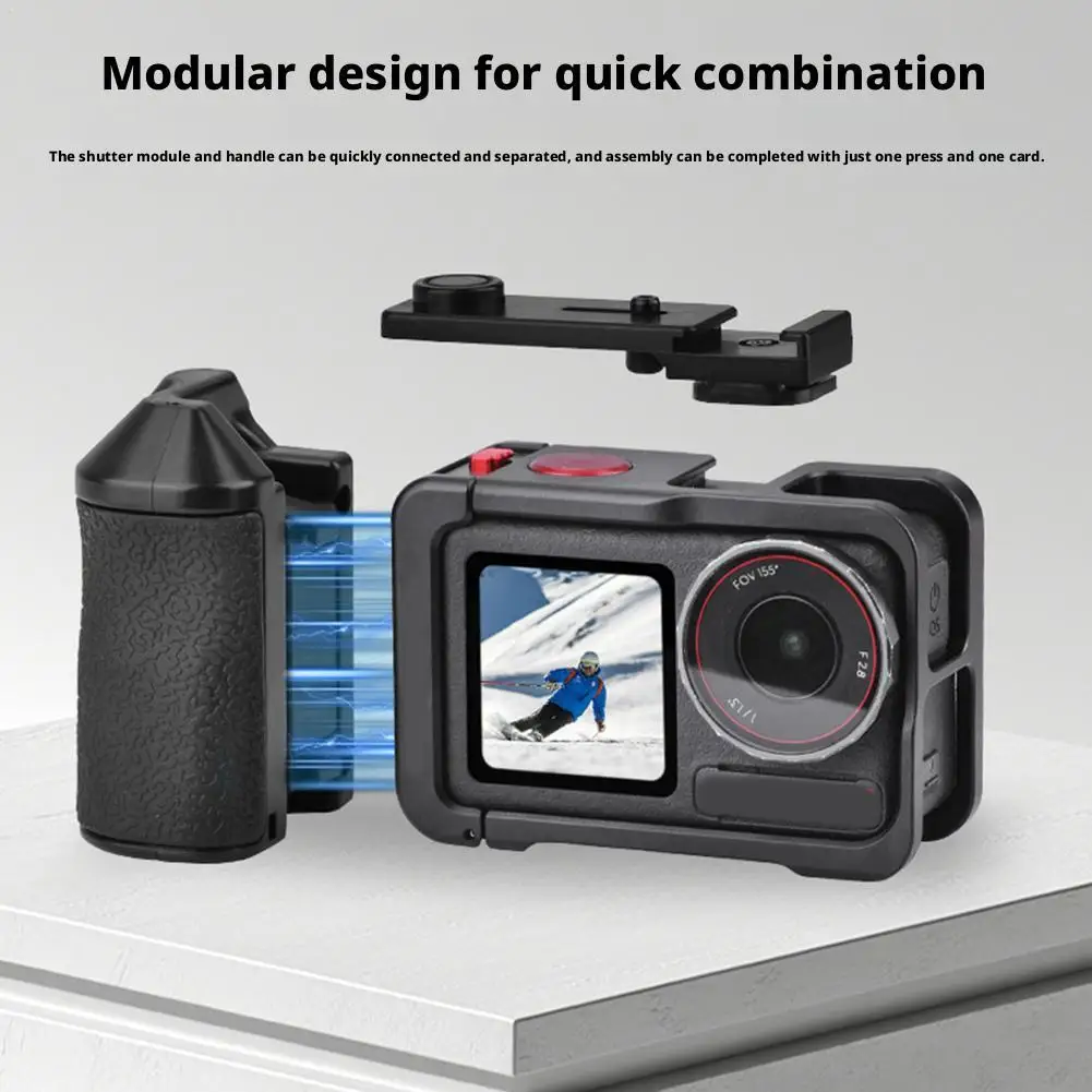 Фото Ручка для экшн-камеры DJI Action 3/4/5 PRO, ручка из АБС-пластика, уличная фотография, необходимый аксессуар, черный, синий, розовый №1