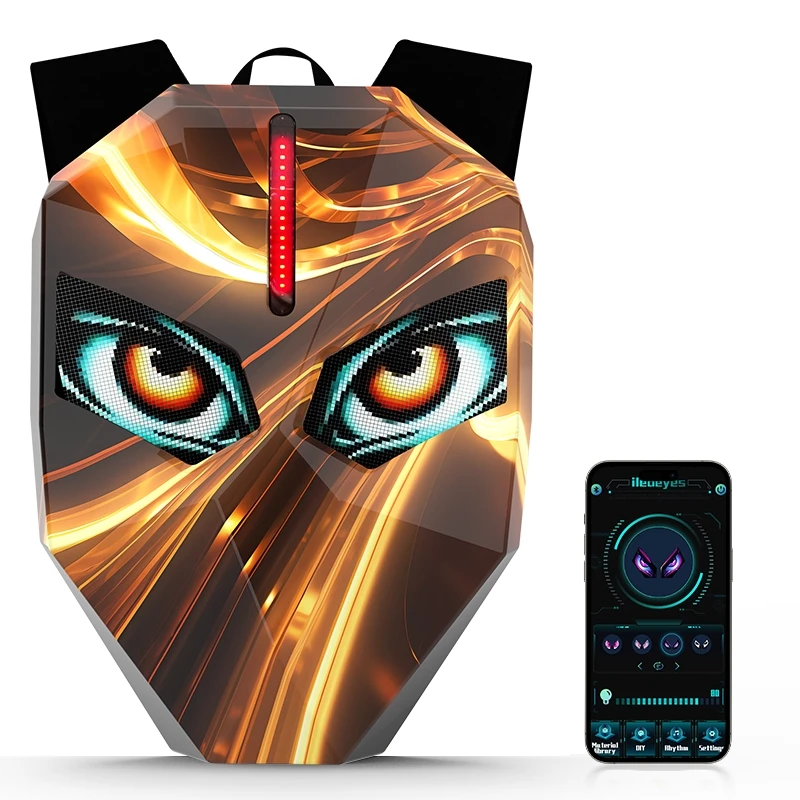 Красочный велосипедный рюкзак со светодиодными глазами программируемые